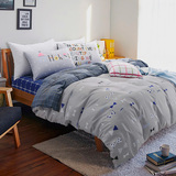 100％全棉家纺简约混搭1.5m1.8米纯棉四件套床上用品被套床单学生