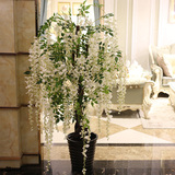 仿真树紫藤花树假树落地 酒店商场客厅装饰塑料植物假话绢花盆栽