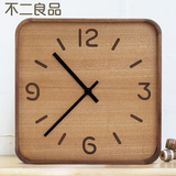 不二良品木质创意挂钟客厅卧室现代简约钟表欧式个性静音时钟挂表