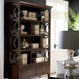 美式实木书架置物架现代简约落地客厅格架陈列架创意原木书柜储物
