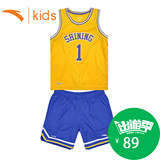 安踏童装男童球衣篮球套装2016夏季背心儿童篮球服透气大童运动服