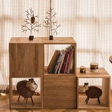 实木格子收纳自由组合书架茶几边柜书柜装饰工作室创意设计师边几