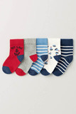 英国NEXT正品代购15年秋冬季新款 男童红色/蓝色人物袜五只装袜子