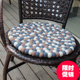 尼泊尔进口羊毛毡手工灰色球球客厅地毯地垫圆坐垫瑜伽垫40cm80cm