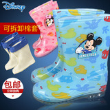 迪士尼儿童雨鞋男童雨靴中筒女童卡通水鞋米奇防滑胶套鞋宝宝雨鞋