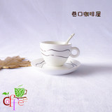 精致卡布奇诺咖啡杯创意陶瓷咖啡杯外贸尾单咖啡杯180ML碟勺套装