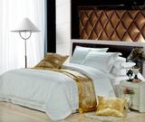 纯棉全棉床单四件套酒店宾馆床上用品白色三公分条加密三四件套
