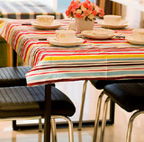 多功能彩虹条纹餐桌布书桌茶几桌布100CM全棉帆布野餐布