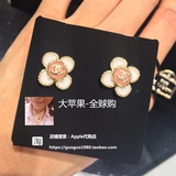 香港代购 Chanel 香奈儿耳钉 新款四叶小花彩色珐琅耳钉 附小票