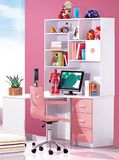 热卖书架书柜 儿童 转角粉红色新款特价连体书桌架电脑桌可左右带
