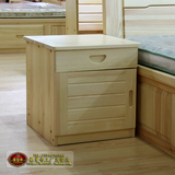 特价松木床头柜 实木组装一门一抽原木色 简约田园卧室收纳储物柜