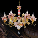 法式陶瓷水晶灯欧式田园客厅吊灯大气餐厅灯粉色艺术卧室灯