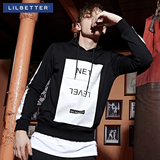 Lilbetter2016新款套头连帽卫衣男字母印花韩版外套青年运动帽衫