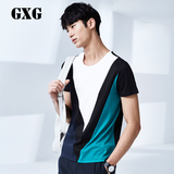 GXG男装 夏季热卖新品 男士时尚黑色时尚拼接T恤#52244256