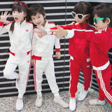 童装男童女童夏装衣服2016新款小学生运动服白春秋红儿童休闲套装