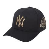 MLB男士冬季帽子女韩国正品代购MLB棒球帽NY洋基队鸭舌帽黑色金标