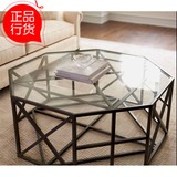 铁艺客厅茶几钢化玻璃创意简约现代边几小户型圆形咖啡桌圆几餐桌