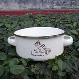 ZAKKA外贸原单杂货  怀旧咖啡杯搪瓷印花水杯子 双耳碗健康儿童碗