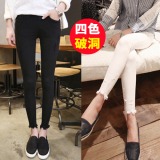 2015春新款韩国代购紧身黑色白色九分牛仔裤女小脚弹力九分铅笔裤