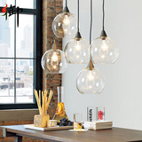 设计师北欧现代简约宜家田园风格 餐厅卧室 清光玻璃圆球吊灯