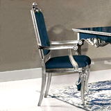 法维诺家具 法式艺术实木雕花餐椅 欧式餐厅休闲椅凳 蓝色餐椅子