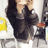 2015冬季新款韩版时尚休闲拉链修身保暖黑色短款棉服外套女冬棉衣