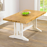美式乡村 北欧老榆木餐桌 原木大板会议桌 实木双色工作台