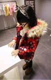 巴拉巴拉童装2015冬季新款 韩版雪花羊羔绒连帽大衣女童加厚外套