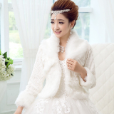 婚纱披肩冬季新娘旗袍伴娘礼服韩式长袖保暖结婚外套秋冬毛披肩女