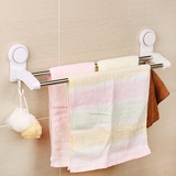 碧嘉嘉 吸盘不锈钢双杠浴巾毛巾架挂件 浴室卫生间壁挂置物架