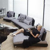 日式小户型客厅组合贵妃椅无扶手现代简约三人可拆洗布艺沙发皮布