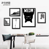 创意室内装饰画客厅现代简约北欧黑白挂画卧室壁画斑马猫有框墙画