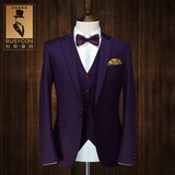 男士休闲单件西装外套 夏季韩版修身薄款小西服男 紫色潮款便服