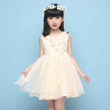 韩国女童连衣裙夏装b类全棉休闲雪纺中长款女孩夏季公主裙白色潮
