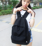 简约纯色书包中学生双肩包男女韩版潮学院风背包旅行包帆布电脑包