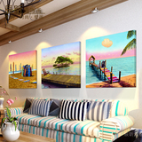 风景画客厅装饰画现代简约三联无框画沙发背景墙挂画卧室餐厅壁画