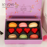 SOLOVE马卡龙6粒装加4颗巧克力装法式糕点零食甜点礼盒装情人礼物