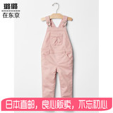 【日本直邮】正品Gap童装 女童粉色立体口袋牛仔背带裤 80-110CM