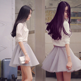 香港代购2016小香风秋装女装蘑菇街OL气质衬衣两件套装长袖连衣裙