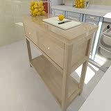 特价厨房切菜桌子台实木餐桌简易长桌子双层多层桌置物桌松木定做