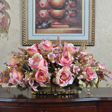 采薇 仿真玫瑰花假花套装 欧式仿真花套装绢花餐桌摆设装饰花
