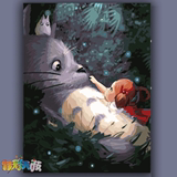【】diy数字油画卧室动漫卡通动物大幅手绘装饰画龙猫