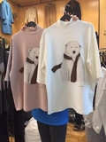 2016新款女装韩国东大门代购卡通可爱北极熊加厚高领七分袖T恤
