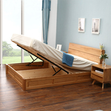 北欧宜家全实木高箱床1.8米1.5米储物气压双人床简约现代橡木床