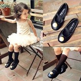 韩国童鞋公主鞋春秋女童珍珠黑色皮鞋真皮单鞋韩版表演儿童学生鞋