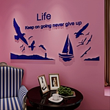 地中海海洋风格励志墙贴画卧室沙发背景墙贴3d创意亚克力立体墙贴