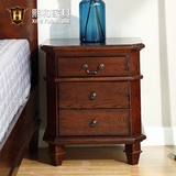 熙和实木床头柜简约储物柜美式实木边柜橡木收纳柜卧室家具环保漆
