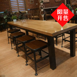 美式铁艺星巴克吧台桌椅高脚凳咖啡会议皮质桌椅实木酒吧餐桌椅子