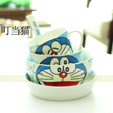 日式陶瓷创意卡通儿童组合餐具可爱单人盘碗碟套装便携家用礼盒款