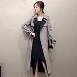 2016春装新款韩版女士气质中长款修身显瘦薄鹿皮绒风衣女外套潮